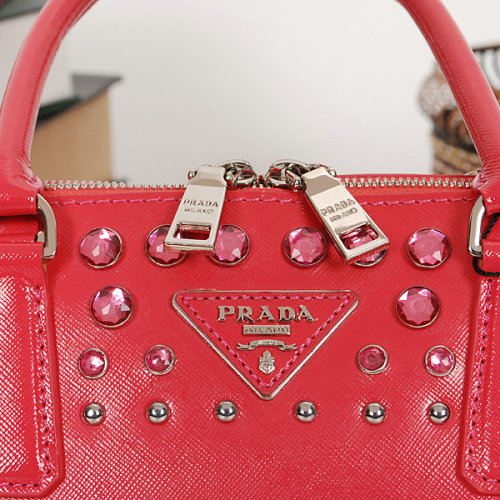 2014 Prada Saffiano Leather Spring Hinge Two-Handle Bag BL0837 red
